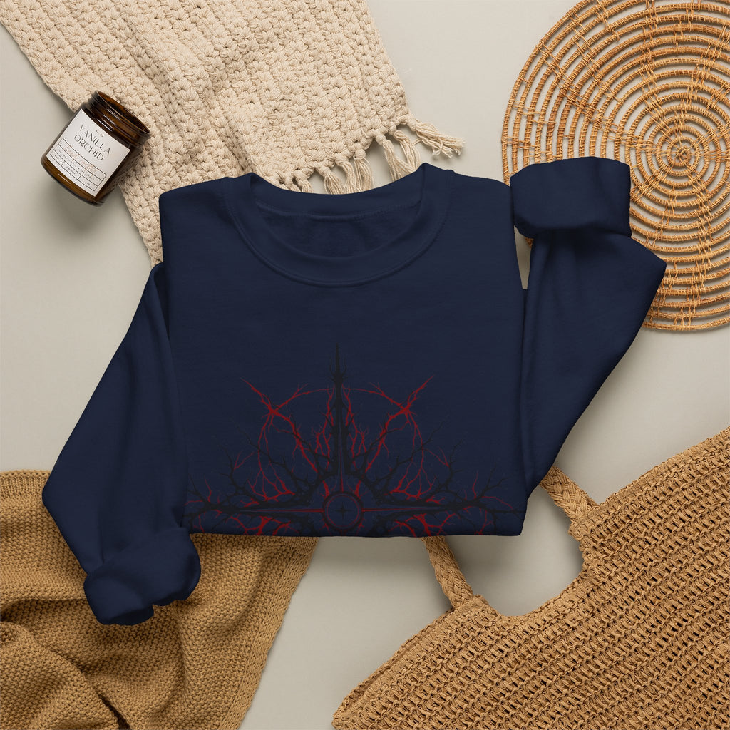 Celestial Thorn Cross Sweatshirt — Gothic Compass Crewneck