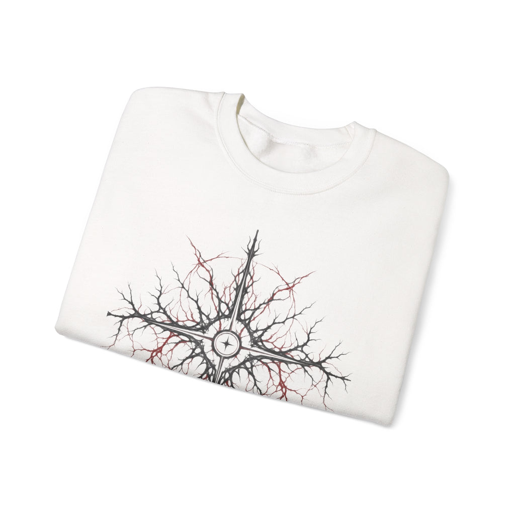 Celestial Thorn Cross Sweatshirt — Gothic Compass Crewneck