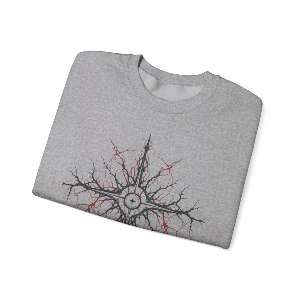 Celestial Thorn Cross Sweatshirt — Gothic Compass Crewneck