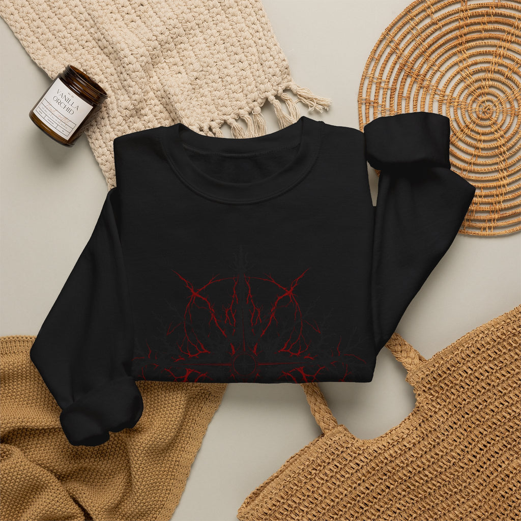 Celestial Thorn Cross Sweatshirt — Gothic Compass Crewneck