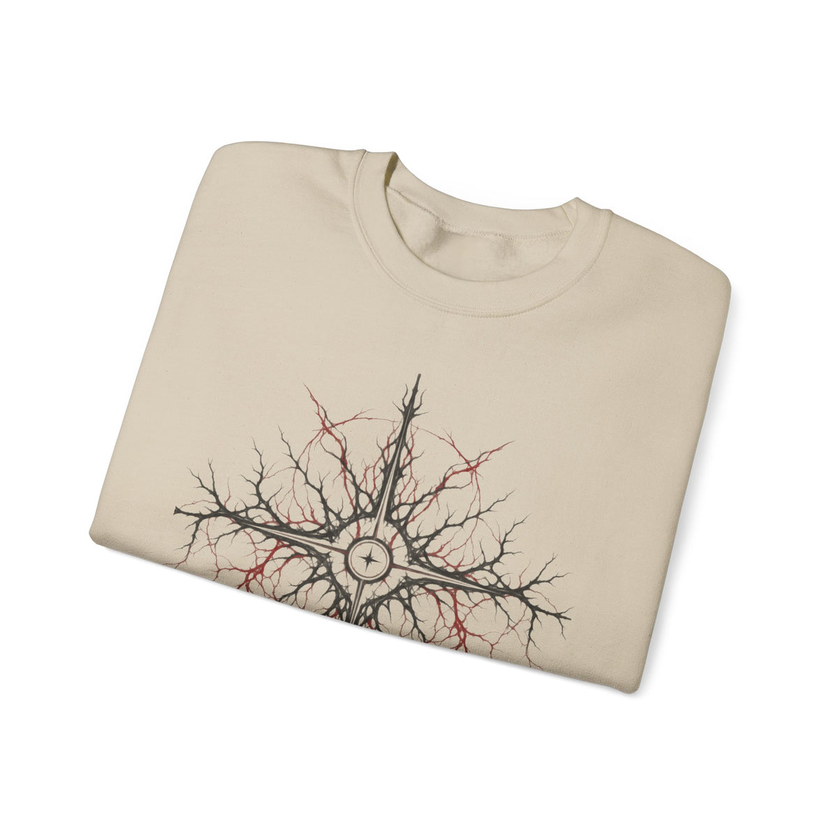 Celestial Thorn Cross Sweatshirt — Gothic Compass Crewneck